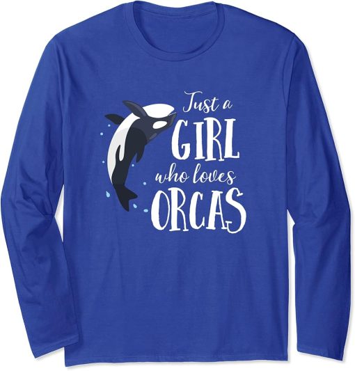 Just A Girl Who Loves Orcas Cute Whale Long Sleeve T-Shirt