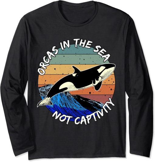 Orcas In The Sea Not Captivity Animals Should Be Free Long Sleeve T-Shirt