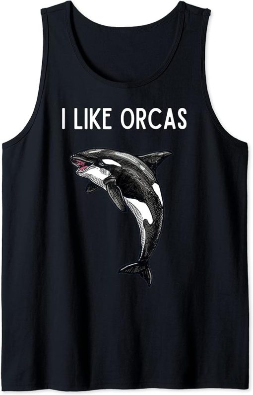 I Like Orcas and Maybe 3 People Vintage Black and White Tank Top