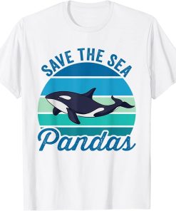 Save The Sea Pandas Cute Vintage Orca Whale T-Shirt